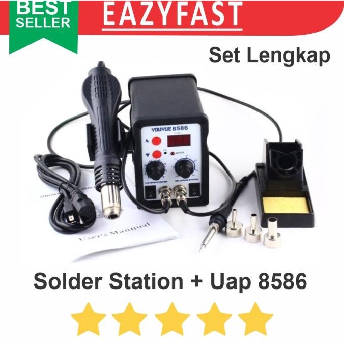 Solder Uap Soldering Station Dual 2in1 Service HP Heat Hot Gun Blower efst90 Kualitas Baik