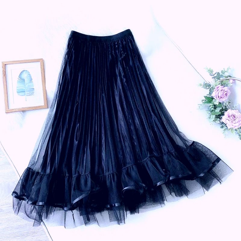 ROK PANJANG WANITA MUTIARA PITA RENDA MUIRAH BERKULITAS TERJAMIN TANGAN PERTAMA (RUFFLE)-Nevy