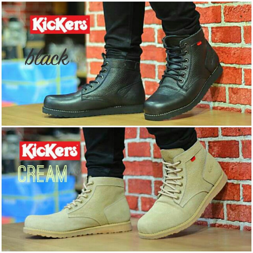 Sepatu Boots Kulit Pria Sepatu Kickers Boots