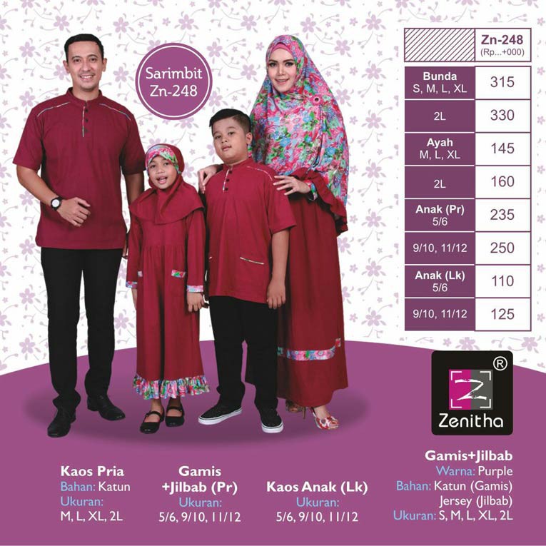 Baju Sarimbit Keluarga Baju Seragam Zenitha Zn-248