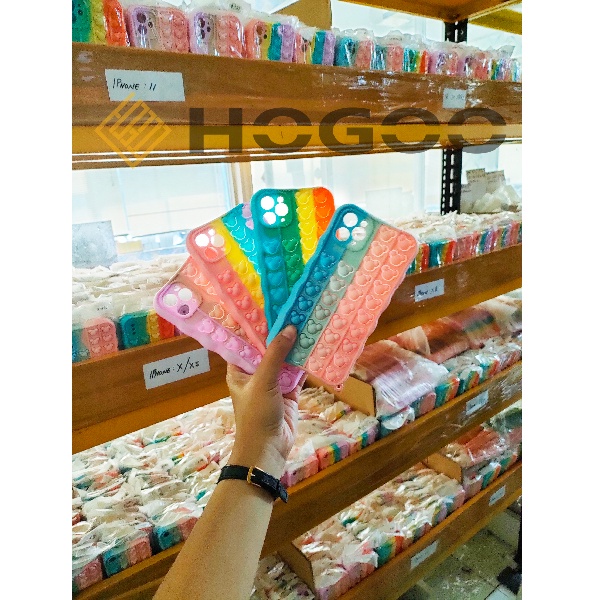 HOGOO CASE POP IT SILICONE iPhone FOR 6 6G 7 8 6 PLUS 7 PLUS 8 PLUS  - CASE PENGHILANG STRESS PUSH IT BUBBLE CASE RAINBOW