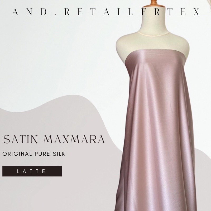 Kain satin Maxmara Pure Original 100% warna Latte