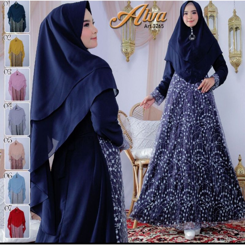GAMIS SYAR'I CERUTY MIX PAYET GLITER KANCING DEPAN LD 105 BAJU LEBARAN BAJU MUSLIMAH BAJU GAMIS SYAR