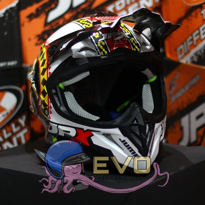 HELM JPX CROSS_FOX1 SERI X32 - PEARL WHITE + GOOGLE SNAIL (ONGKIR 2 KG) HELM JPX TERBARU