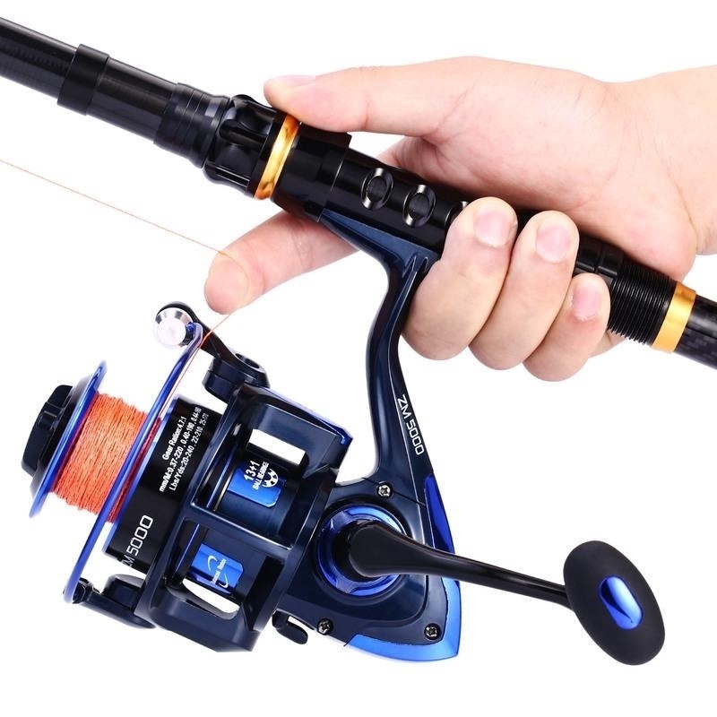 Sougayilang Gulungan Pancing Berputar 13 + 1BB Ringan Ultra Halus Aluminium Sea Fishing Reel