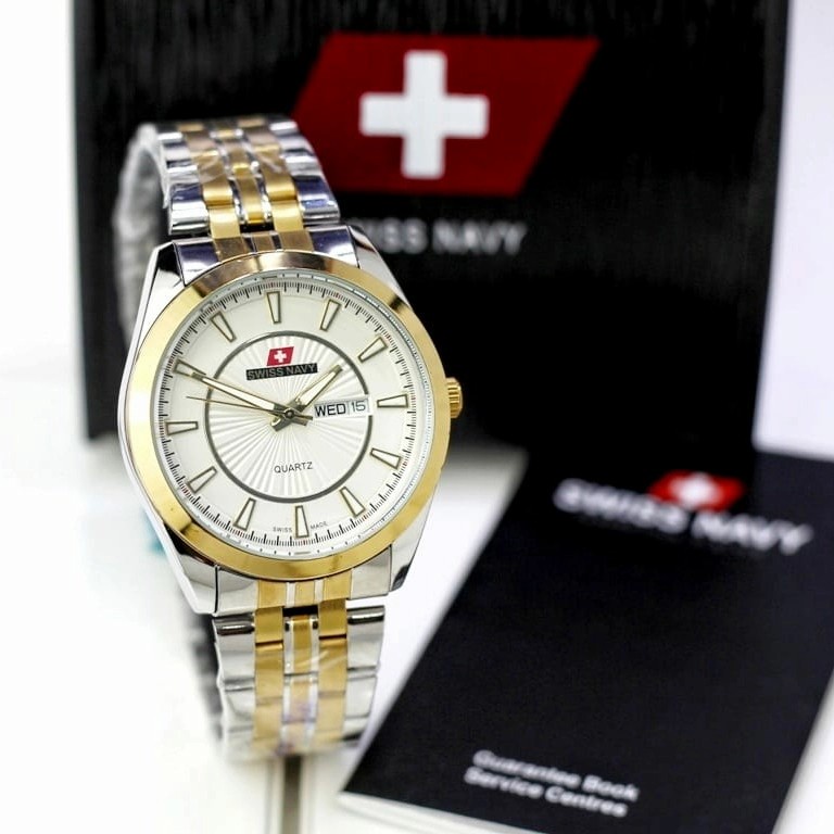 Jam Tangan Couple Swiss Navy 5860 Original Stainless Steel