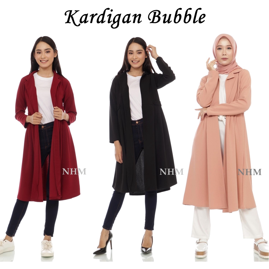 Cardigan Wanita Outer Tunik Muslim BublePop Tebal