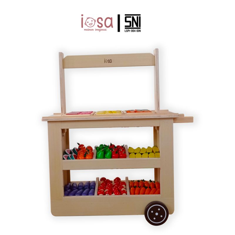 iosa Gerobak kayu / Mainan  Anak Gerobak Sayur / Mainan Kayu