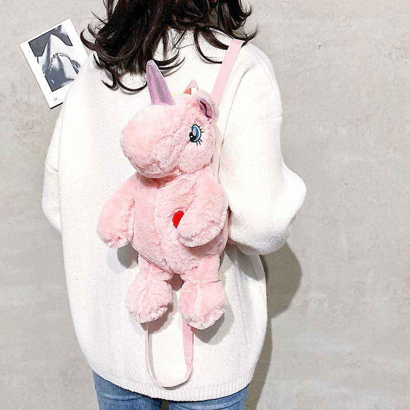 TAS RANSEL BONEKA UNICORN KUDA PONY HORSE PINK RAINBOW BACKPACK ANAK DEWASA IMPOR