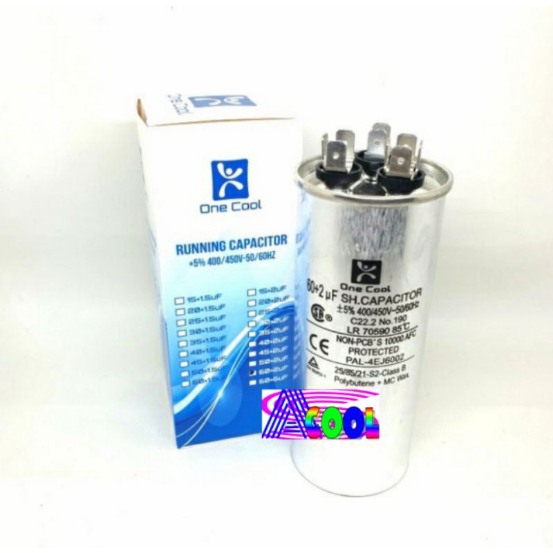 Kapasitor AC 60+2 uf 3 Soket/Running Capacitor-Kapacitor 60+2uf