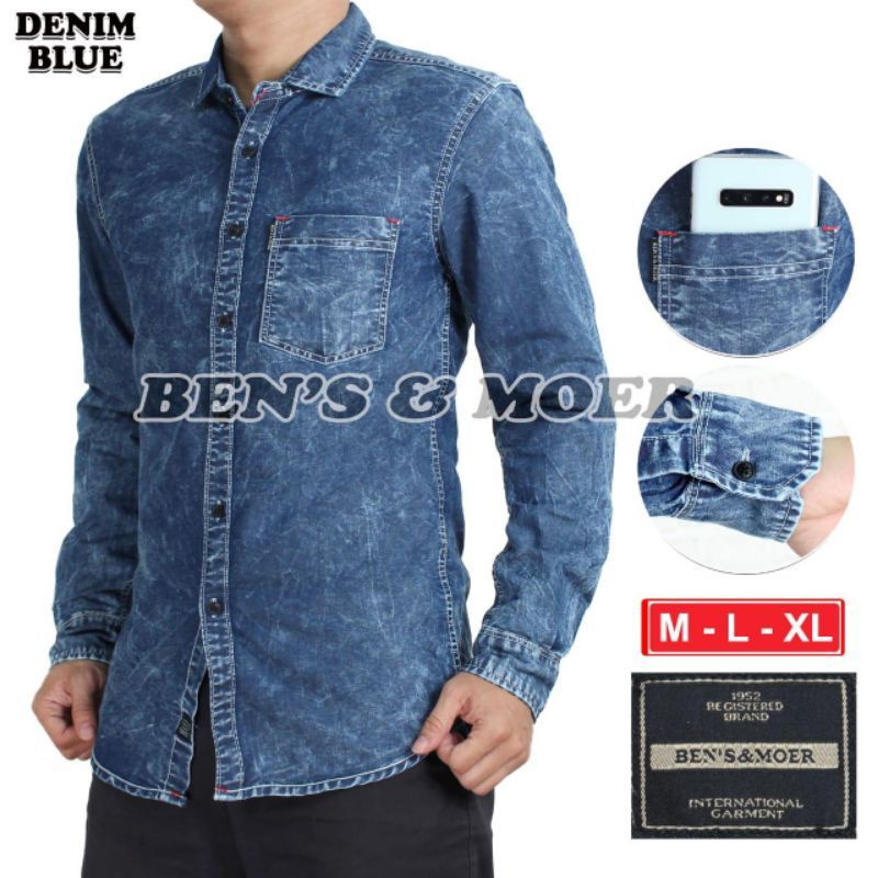 KEMEJA PANJANG TERBARU BAHAN JEANS MODEL SNOW ORIGINAL IMPORT