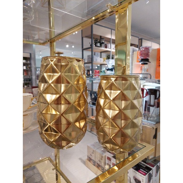 VAS BUNGA KERAMIK ORIGAMI 20CM /24,5CM GOLD INFORMA