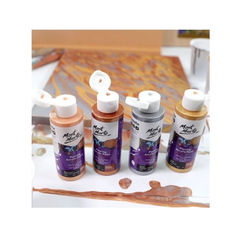 

MONT MARTE POURING ACRYLIC PAINT 1 SET 4 Pcs x 60ml - METALIC SERIES / CAT AKRILIK