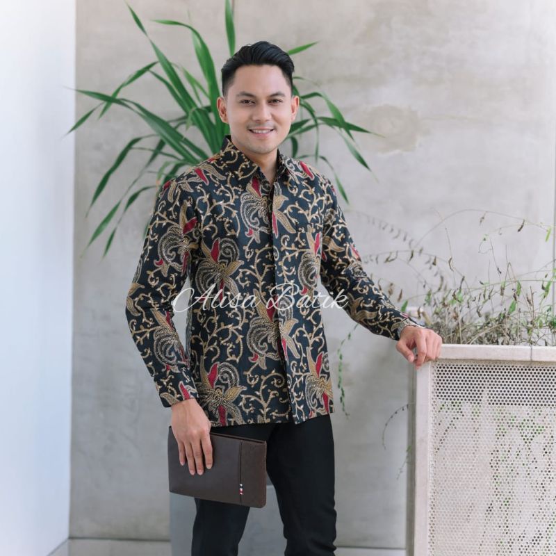 BAJU BATIK PREMIUM PRIA LENGAN PANJANG CABE LOMBOK LAPIS FURING