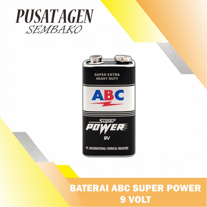 BATERAI KOTAK ABC SUPER POWER 9 V VOLT BATTERY HITAM 9V 9VOLT BATU BATRAI 6F22 BATRE BATERE