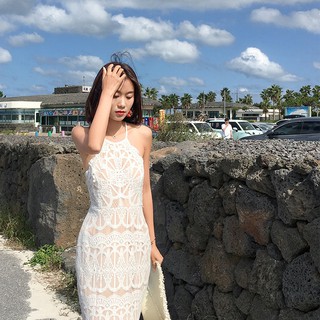 Sexy Backless Strap Dress Wanita Lace Gaun Pantai Sexy Backless Strap Dress Wanita Lace Gaun Pantai