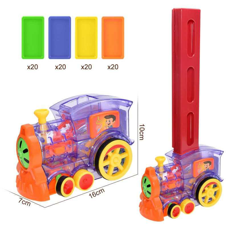 GGbell Mainan Kereta Anak Domino Car Train Set 80pcs