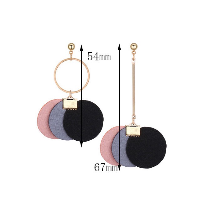 LRC Anting Tusuk Fashion Multi-color Round Shape Decorated Earrings