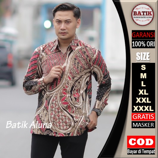 Baju Batik Pria Lengan Panjang Modern Original Limited Edition Slim Fit Jumbo Terbaru Kemeja Batik Pria Premium Batik Modern Batik Pria Dewasa Lengan Panjang Premium Mewah Ori Full Furing Reguler FASHION BATIK ALUNA