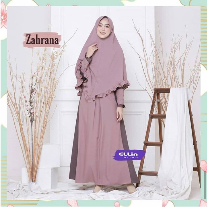 ( COD ) Dress muslim Zahrana syari set hijab gamis wanita terbaru dress muslim murah
