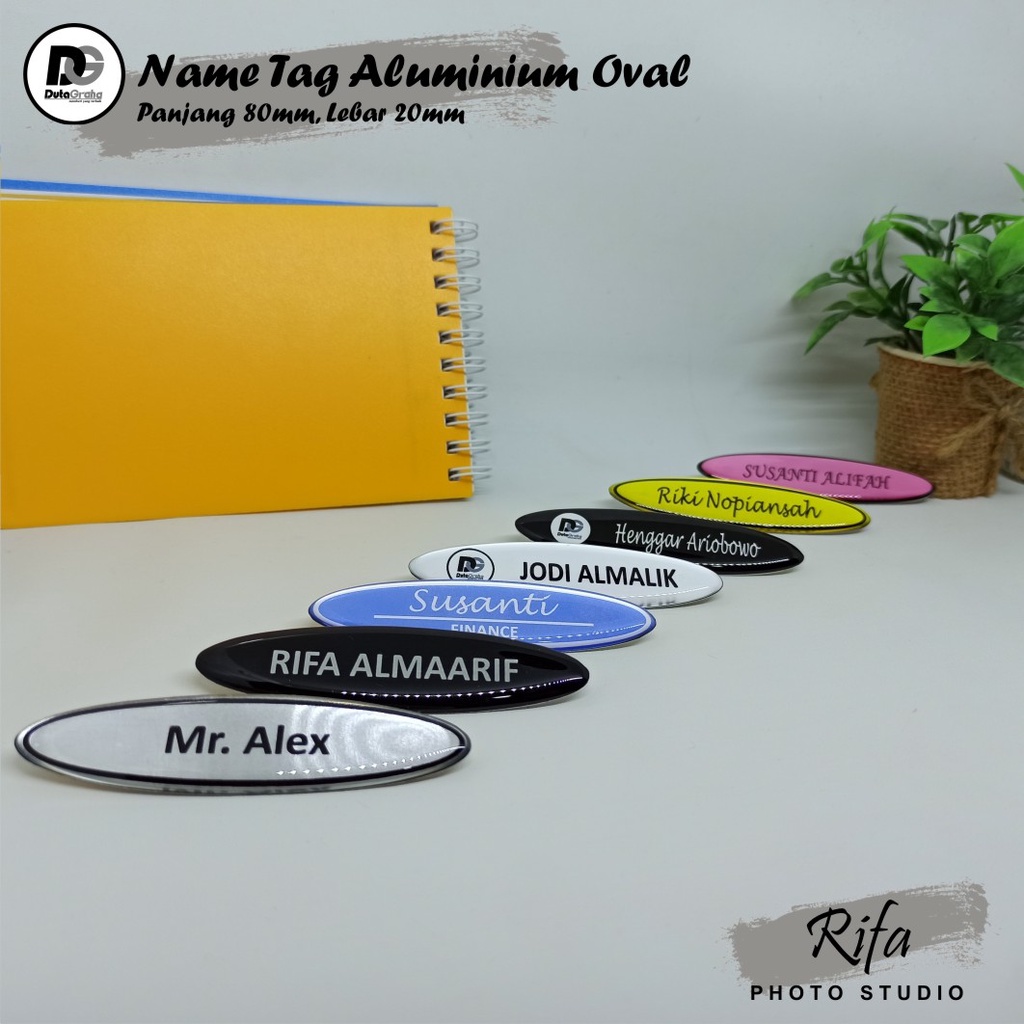 

[CUSTOM] NAMETAG ALUMINIUM OVAL Pin Bros Aksesoris Souvenir NAMA