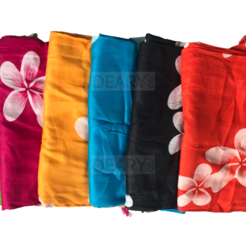 Kain Pantai Bali Motif Bunga Pucuk dan Kamboja Bahan Rayon Bali Adem Ujung Rumbai | Deary Co Bali