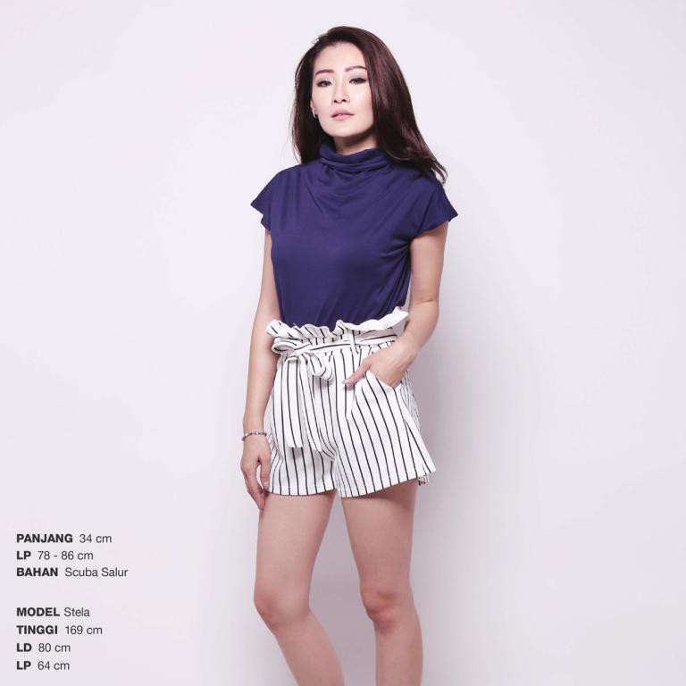 [ READY SURABAYA ] Celana Garis Salur - Stripe Paper Bag Short Pants / Pinstripe Skinny Trousers