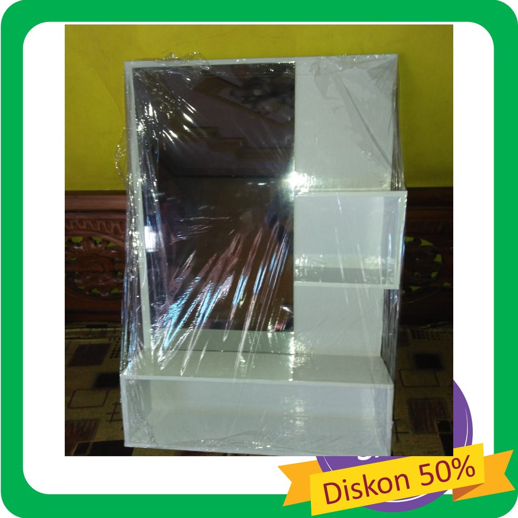 RAK MAKE UP GANTUNG DINDING KAMAR MEJA RIAS MURAH HARGA GROSIR BAHAN KAYU MINIMALIS TERBARU