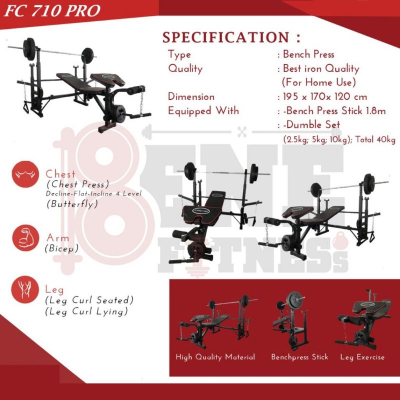FC 710 PRO Bench Press alat olahraga fitness gym