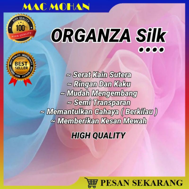 [BEST SELLER] KAIN ORGANZA SILK / SATIN ORGANZA PREMIUM KAIN KACA ORGANZA MURAH ORGANDI ORGANDY