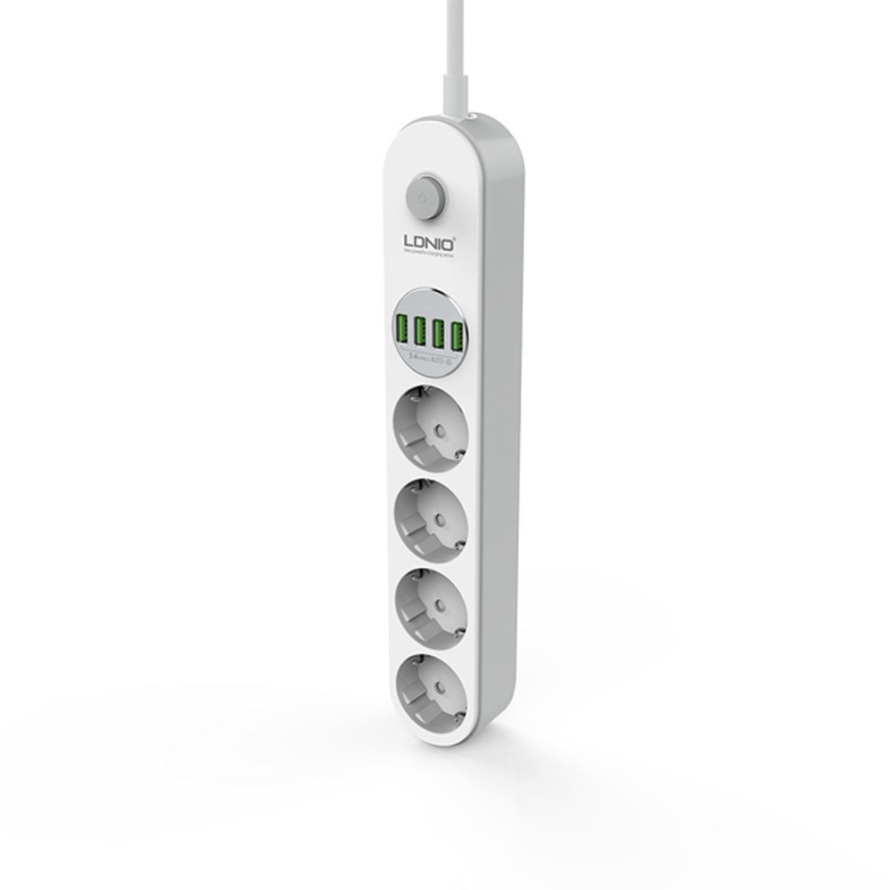 AKN88 - Original LDNIO SE4432 Power Strip with 3 EU AC Sockets 4 USB Ports EU Plug