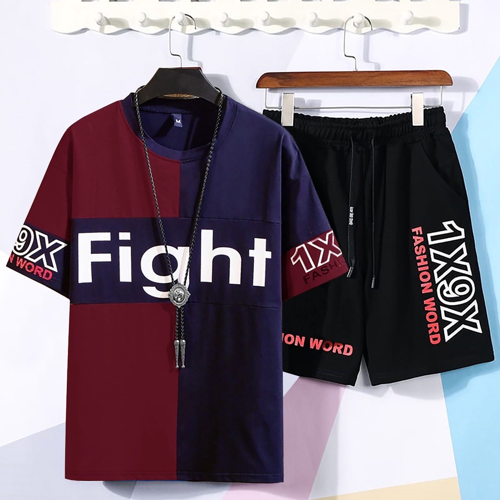 ALIPIO FASHION -BISA COD / STELAN VEG / SATU SET / baju pria termurah / baju pria lengan pendek