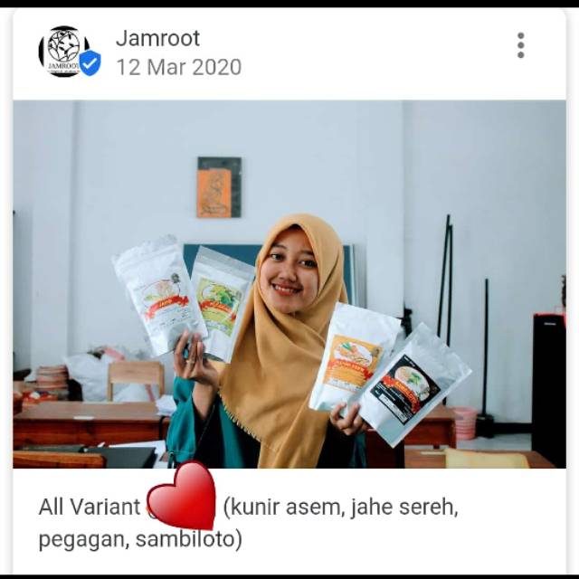 

Jamroot (jamu boroot) jamu kunyit asam, sambiloto, pegagan wortel, sirih kunci, jahe