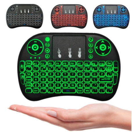 Rii Mini i8 Keyboard Wireless Touchpad RC with 3 COLOR Backlight Taffware Air Mouse Wireless Mini Keyboard RGB 2.4GHz Touch Pad - I8 Keyboard Air Mouse Keypad Wireless Touchpad Backlight Rainbow DENGAN TOUCH PAD &amp; FUNGSI MOUSE Keyboard Minimalis Eksternal