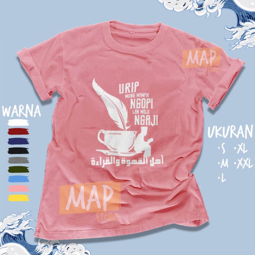 Kaos Santri Islami URIP MUNG MAMPIR NGOPI LAN NGAJI - Baju Distro Dakwah Muslim Premium | MS1731-6