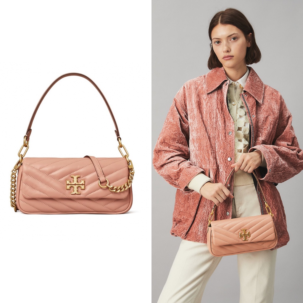 Tory Burch Kira Chevron Small Flap Shoulder Bag - Pink Moon