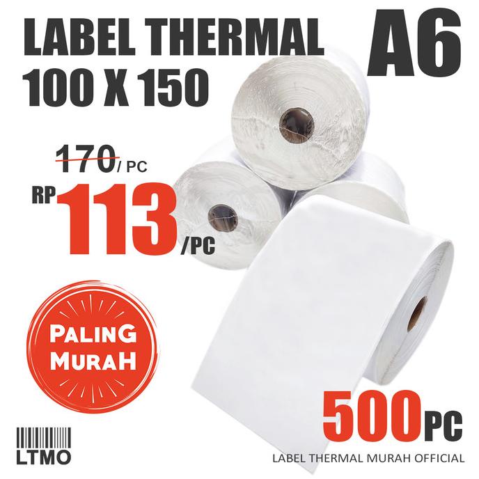 

Label Barcode MURAH 100 x 150 A6 kertas stiker thermal 500 pcs Star Seller Termurah