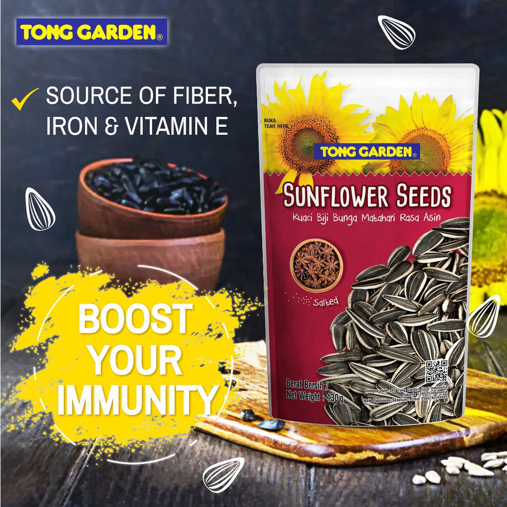 

Tong Garden Kuaci Kemasan 130 gr - Kwaci - Sunflower Seeds - Benih Biji Bunga Matahari - Kuaci Enak