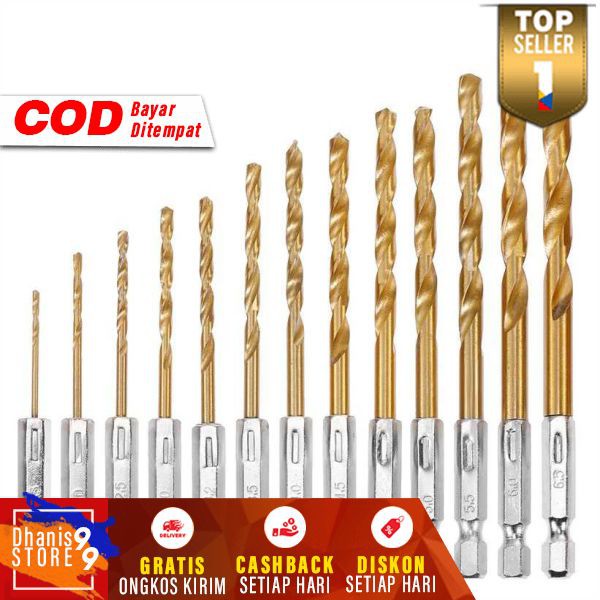 Mata Bor Power Drill Steel Titanium Hex Shank 13PCS Multifungsi