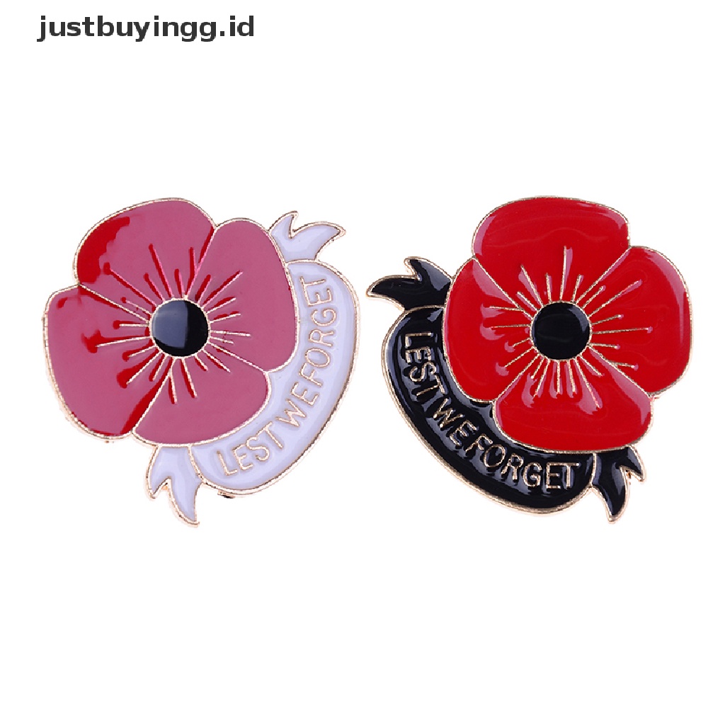 Bros Pin Enamel Bentuk Bunga Poppy Warna Merah Untuk Hadiah