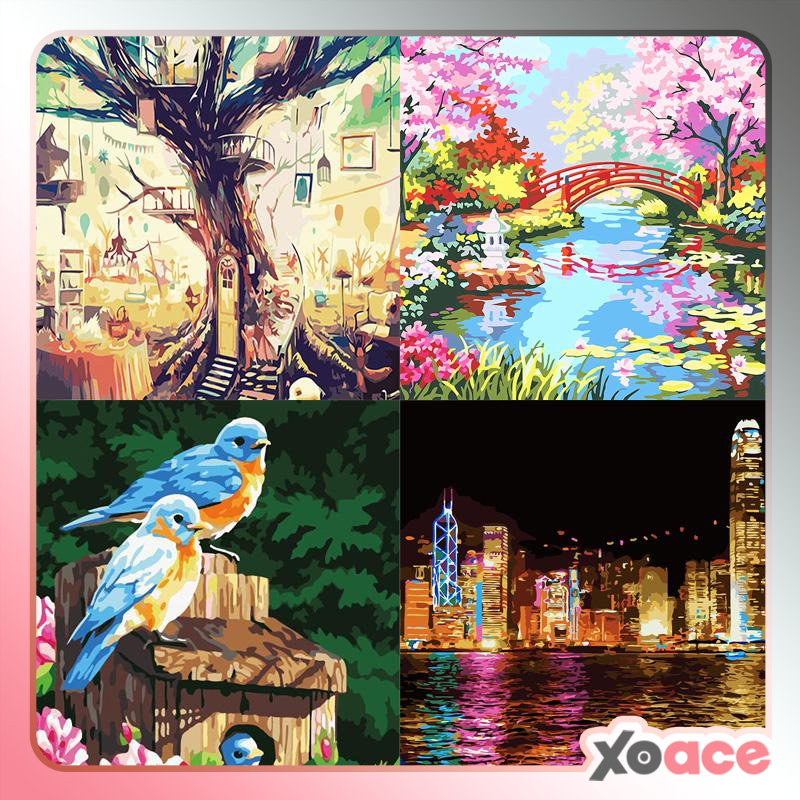 

40x50 DIY Paint By Number Painting By Numbers Kit Digital Lukisan Seri H Scenery Bunga