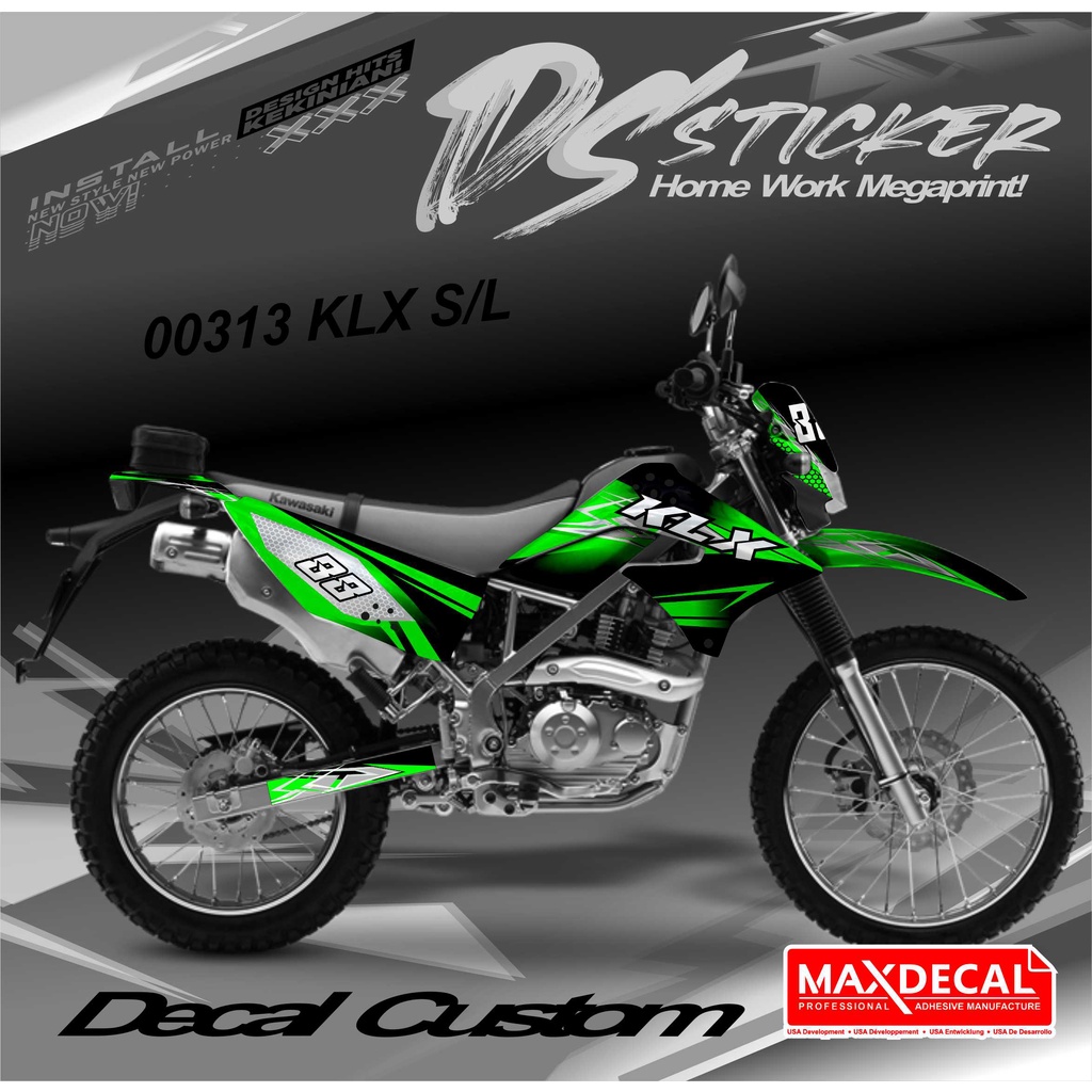 0303 Stiker Decal KLX Lama Hijau Hitam