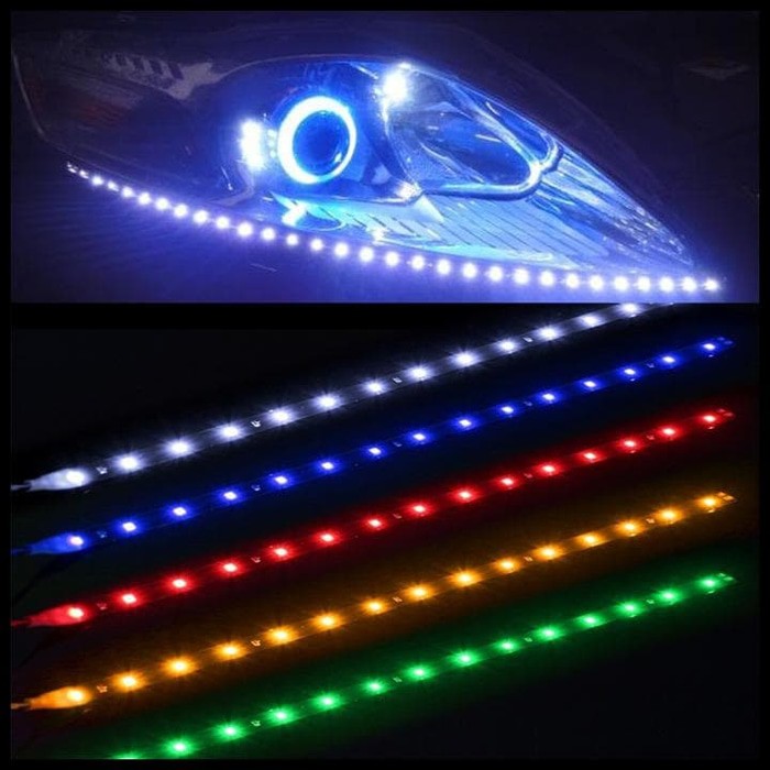 Lampu LED Strip untuk Headlamp Tiruan Daylight Daytime Running DIY 60cm 60 titik LED