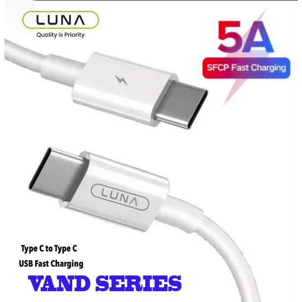 Luna Kabel Data Type C to C USB Cable PD B26A Super Fast Charging 5A 1M For Samsung Power Delivery