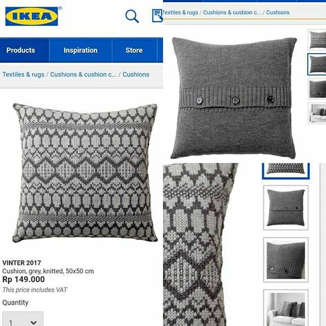 Ikea Sarung bantal sofa cushion grey rajut quilting