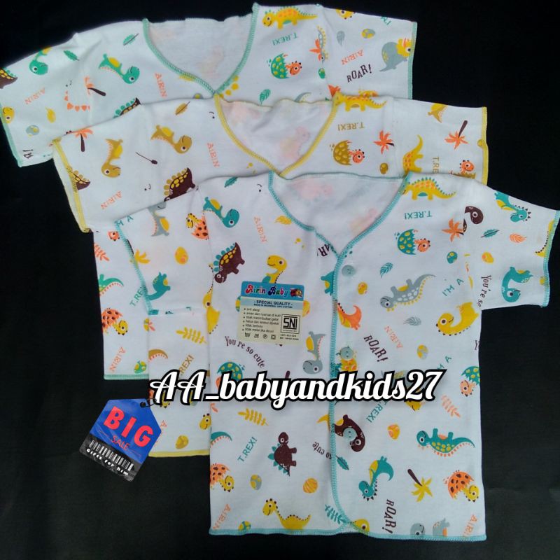 3 PC Airin Baju Bayi Lengan Pendek Full Print SNI Motif Random