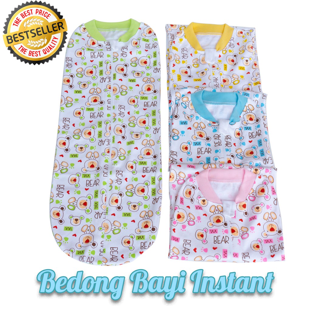 Bedong bayi instan katun halus praktis resleting bedong tebal