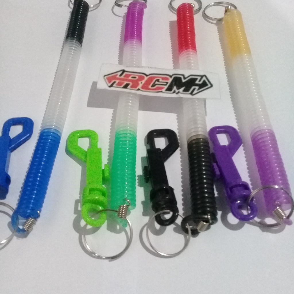 GANTUNGAN KUNCI MODEL SPIRAL KARET PER ELASTIS CANTOLAN KEYCHAIN BERGUNA WARNA RANDOM