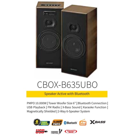 SHARP SPEAKER BLUETOOTH 6inch CBOX-B635UBO (Khusus Kediri)