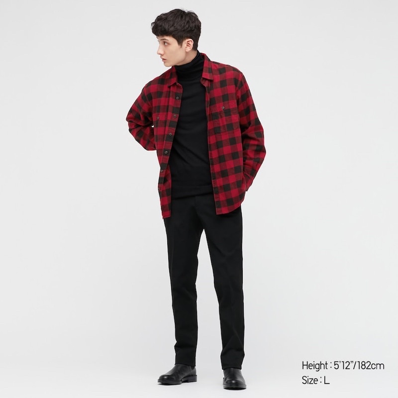 Uniqlo Long Sleeve Plaid Flannel Shirt kemeja pria-2